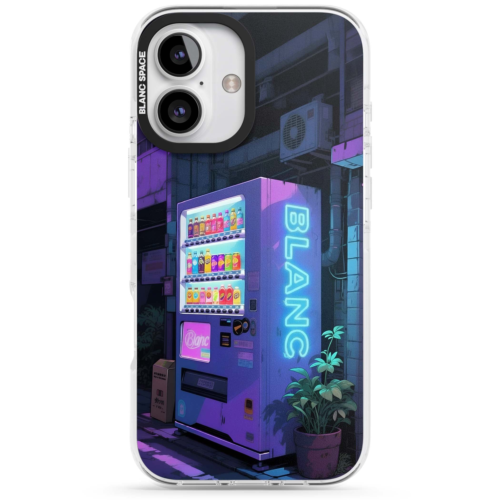 Shibuya Glow Japanese iPhone case featuring a glowing Tokyo vending machine, neon signage, and moody purple alleyway | Clear Impact case for iPhone 16, iPhone 16 Plus