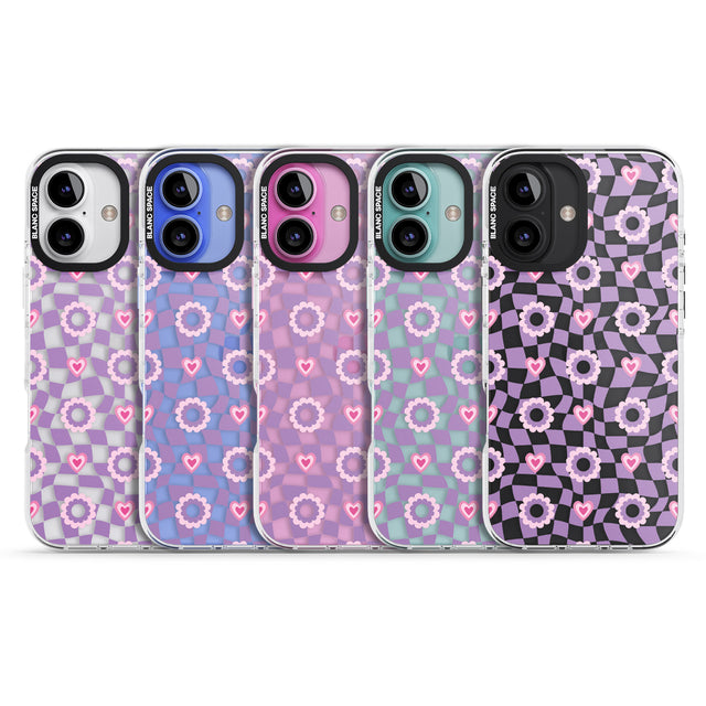 iPhone 16 Pro Max Checkered Love Pattern Black Impact Phone Case