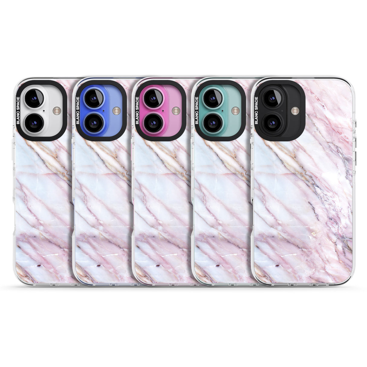 iPhone 16 Pro Max Pink & Purple Marble Black Impact Phone Case