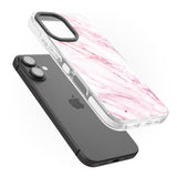 iPhone 16 Pro Max White & Pink Onyx Marble Texture Black Impact Phone Case