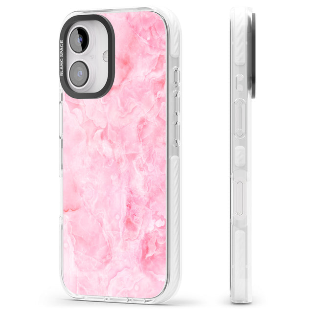 iPhone 16 Pro Max Bright Pink Onyx Marble Texture Black Impact Phone Case