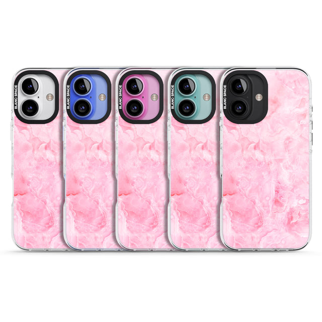 iPhone 16 Pro Max Bright Pink Onyx Marble Texture Black Impact Phone Case