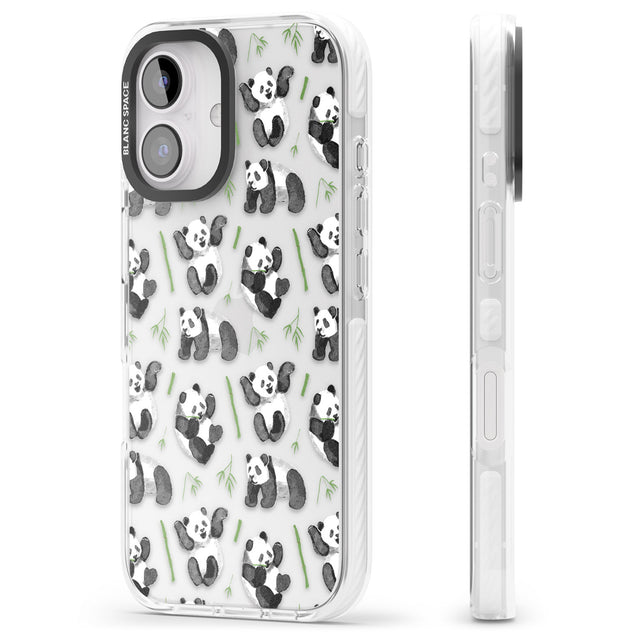 iPhone 16 Pro Max Watercolour Panda Pattern Black Impact Phone Case