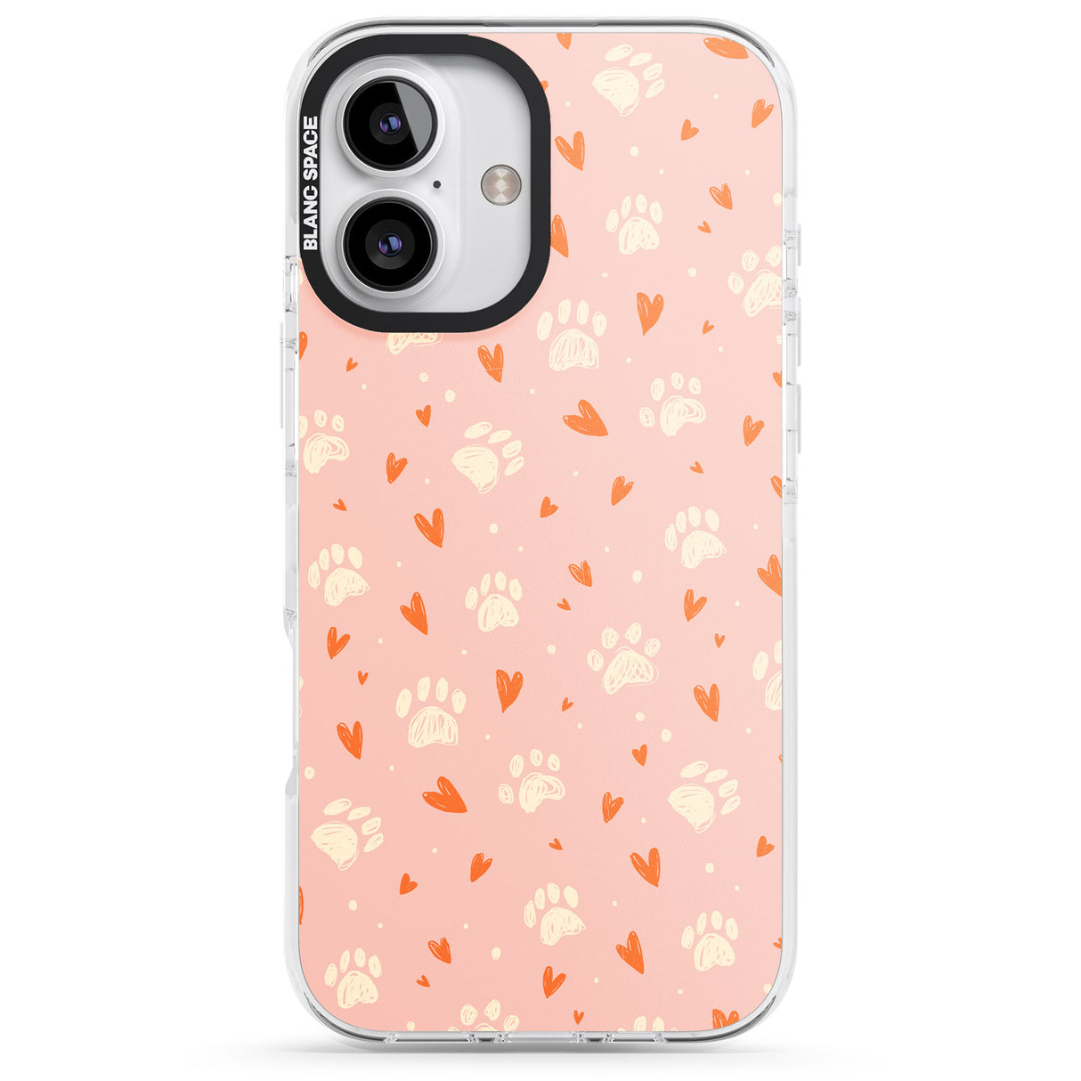 iPhone 16 Pro Max Paws & Hearts Pattern Black Impact Phone Case