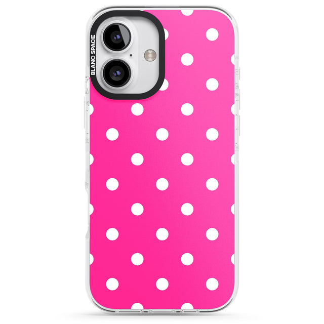 iPhone 16 Pro Max Pink Polka Dot Black Impact Phone Case