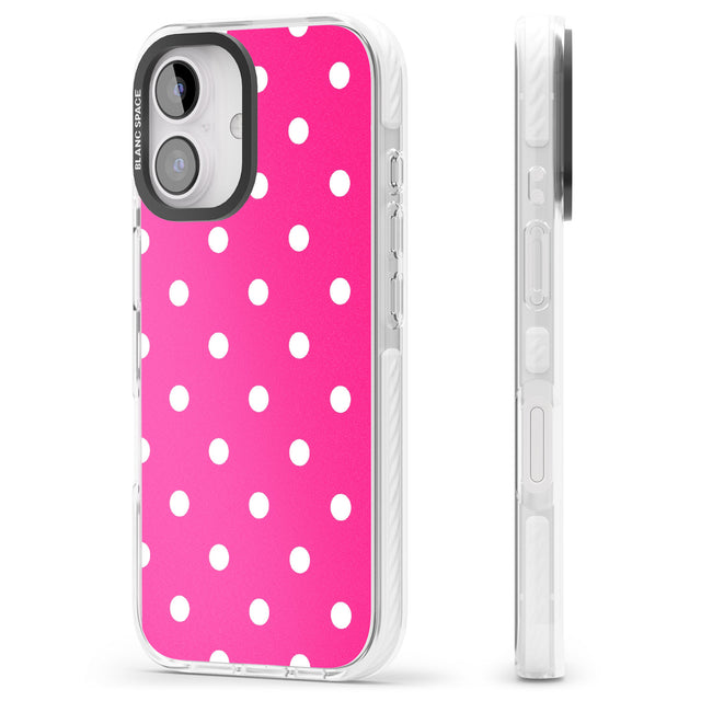 iPhone 16 Pro Max Pink Polka Dot Black Impact Phone Case