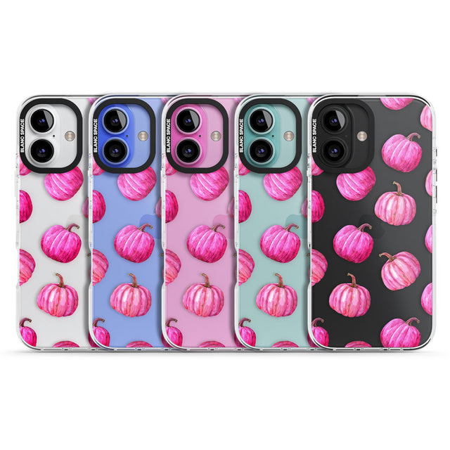 Pink Pumpkins Impact Phone Case for iPhone 16, iPhone 16 Plus