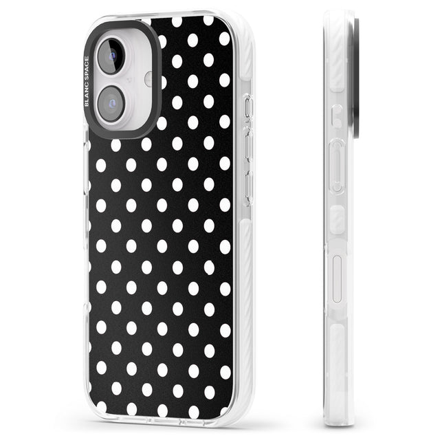 iPhone 16 Pro Max Designer Chic Black Polka Dot Black Impact Phone Case