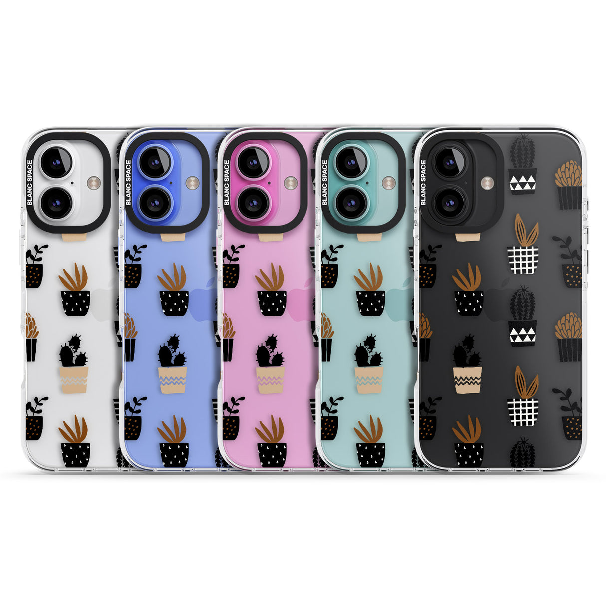 iPhone 16 Pro Max Large Mixed Plants Pattern - Clear Black Impact Phone Case