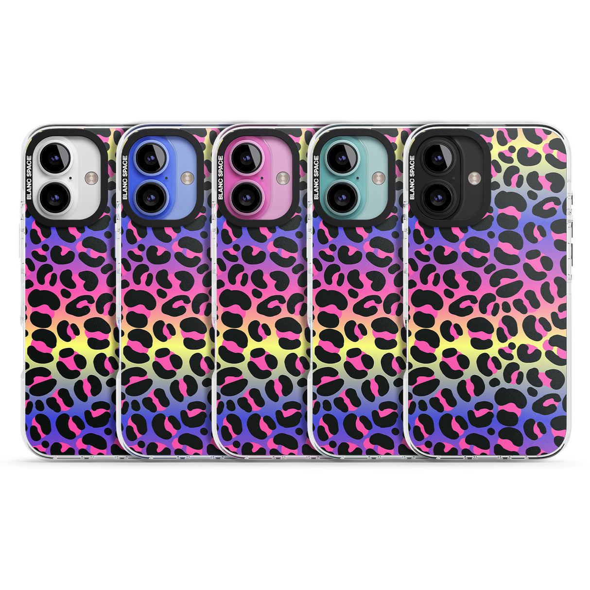 iPhone 16 Pro Max Rainbow Gradient Leopard Print Black Impact Phone Case