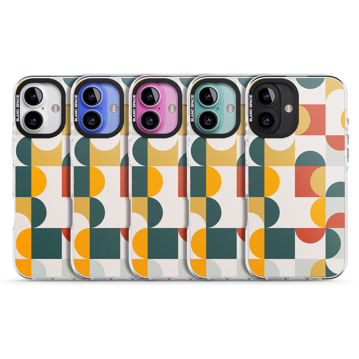 iPhone 16 Pro Max Abstract Retro Shapes: Muted Colour Mix Black Impact Phone Case