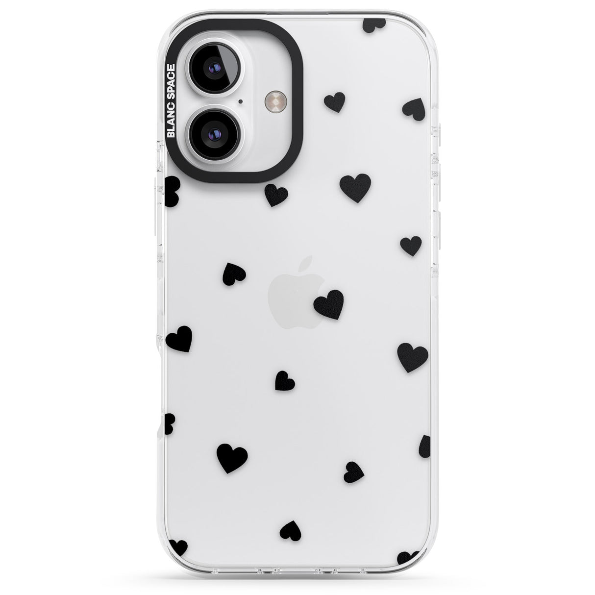 iPhone 16 Pro Max Black Hearts Pattern Black Impact Phone Case