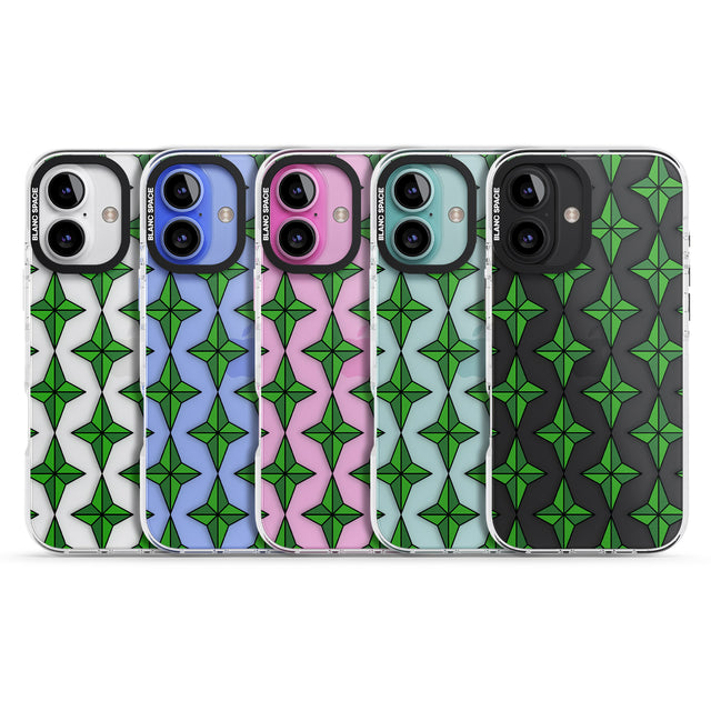 iPhone 16 Pro Max Emerald Stars Pattern (Clear) Black Impact Phone Case