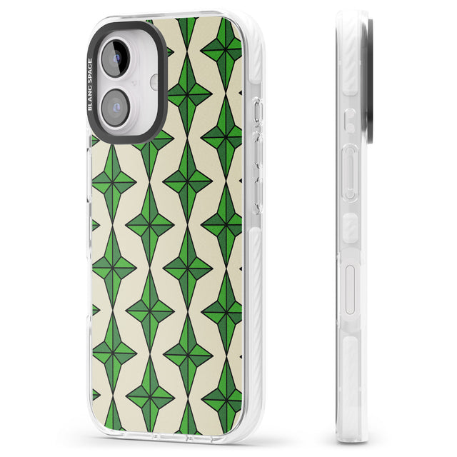 iPhone 16 Pro Max Emerald Stars Pattern Black Impact Phone Case