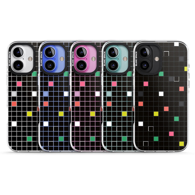 iPhone 16 Pro Max Vibrant Black Geometric Grid Black Impact Phone Case