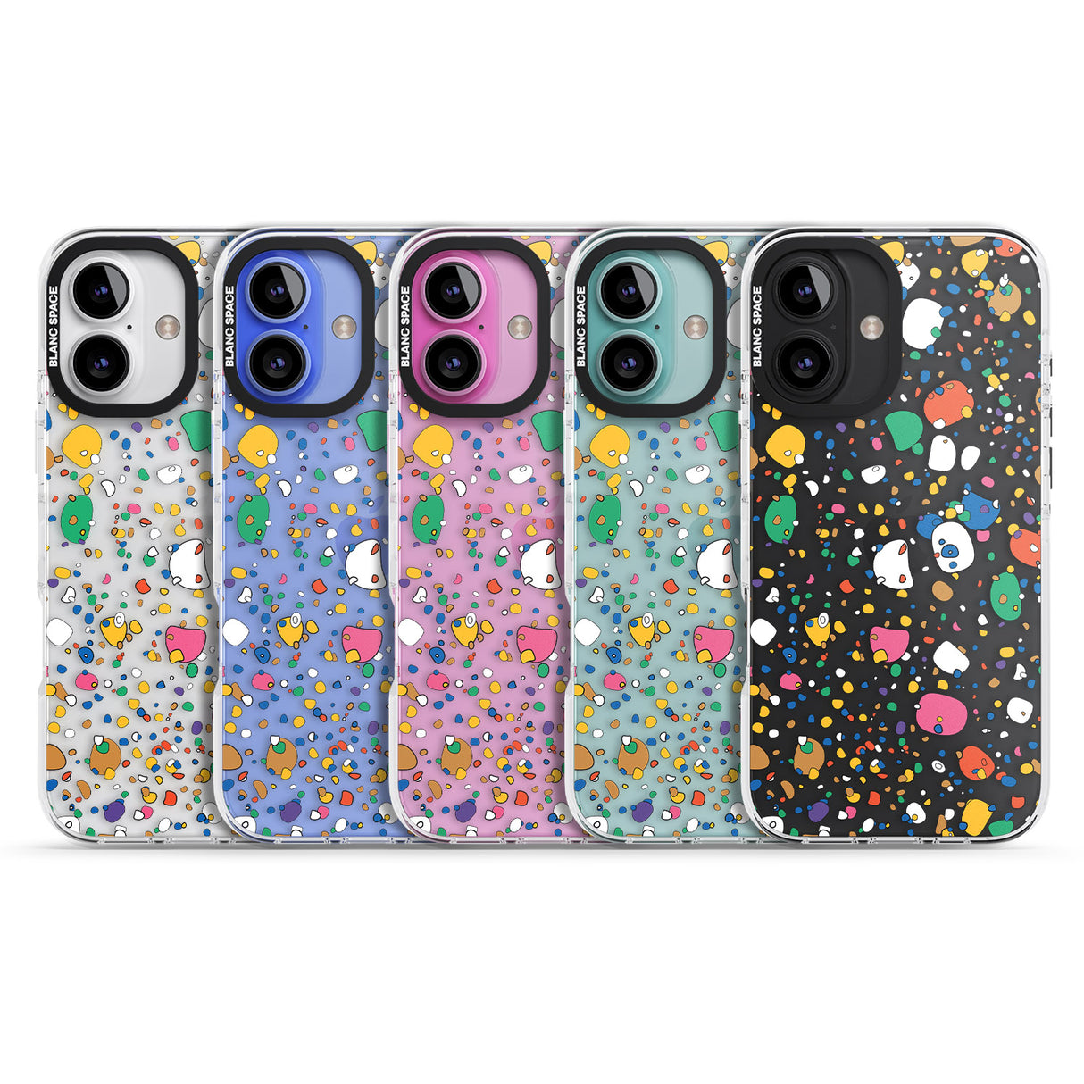 iPhone 16 Pro Max Colourful Confetti Pebbles Black Impact Phone Case