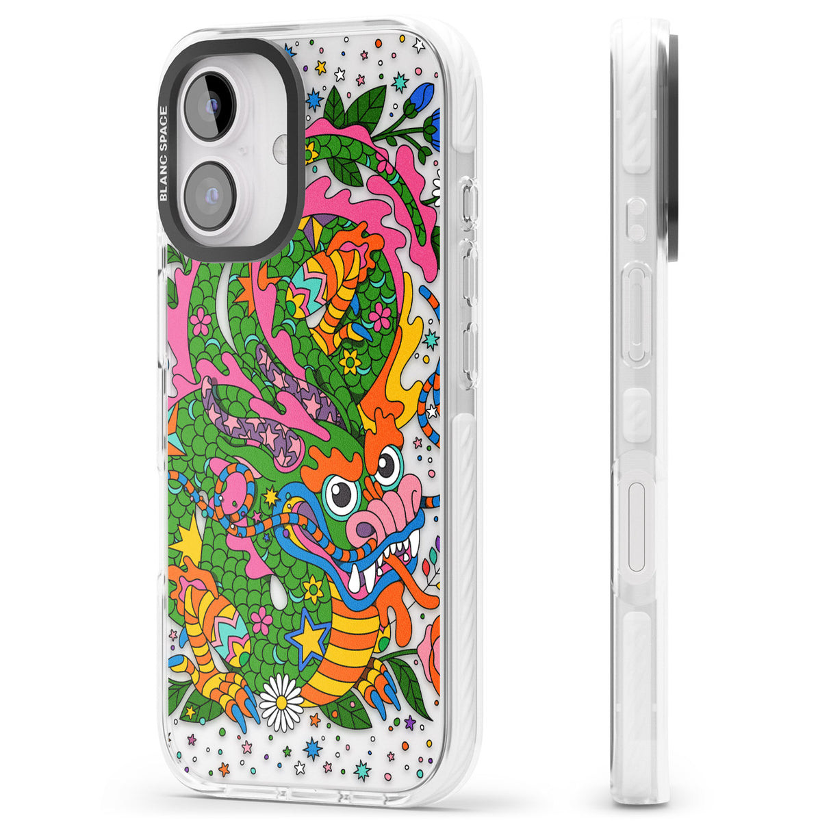 iPhone 16 Pro Max Psychedelic Jungle Dragon Black Impact Phone Case