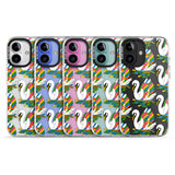 iPhone 16 Pro Max Colourful Swan Pattern Black Impact Phone Case