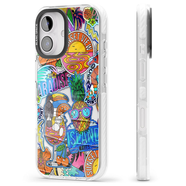 iPhone 16 Pro Max Tropical Vibes Collage Black Impact Phone Case