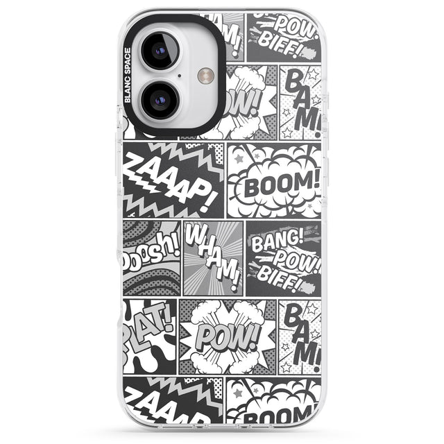 iPhone 16 Pro Max Onomatopoeia (Black & White) Black Impact Phone Case