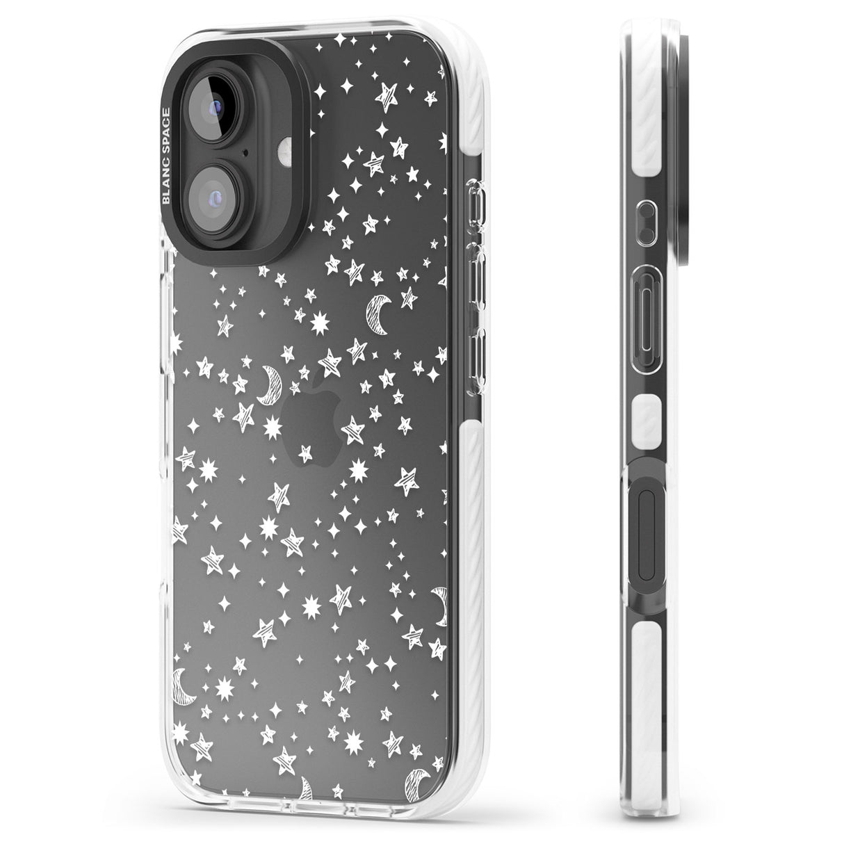 iPhone 16 Pro Max White Cosmic Galaxy Pattern Black Impact Phone Case