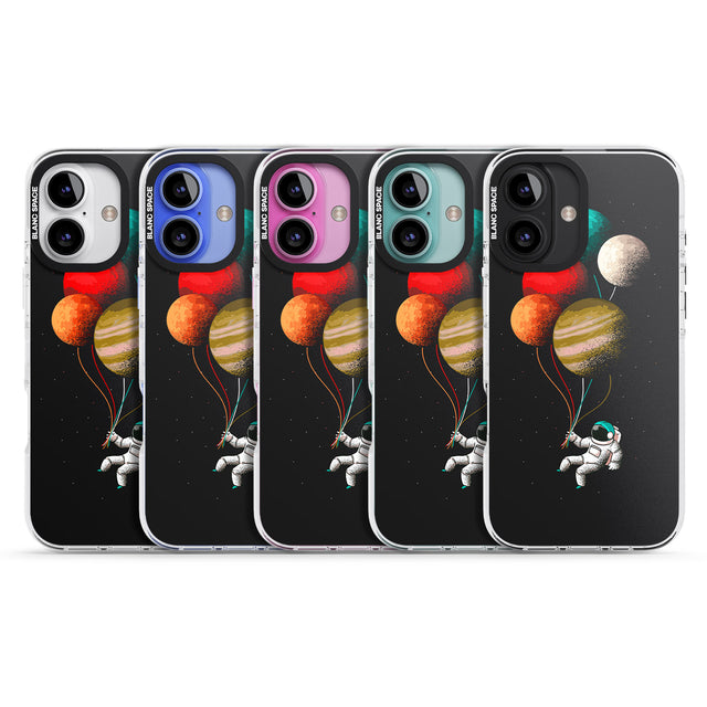 iPhone 16 Pro Max Astronaut Balloon Planets Black Impact Phone Case