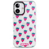 iPhone 16 Pro Max Strawberry Patch Black Impact Phone Case