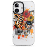 iPhone 16 Pro Max Sugar Skull Tiger Floral Black Impact Phone Case