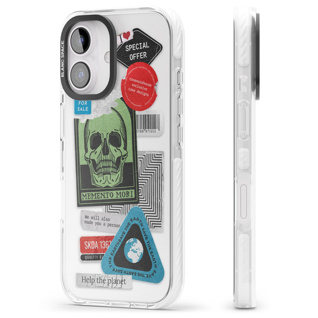 iPhone 16 Pro Max Skull Sticker Mix Black Impact Phone Case