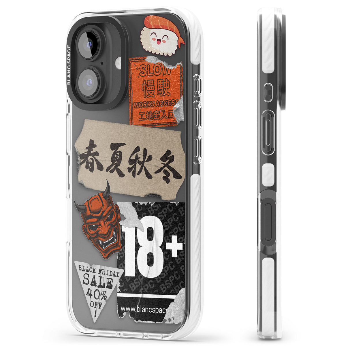 iPhone 16 Pro Max Asian Sticker Mix Black Impact Phone Case