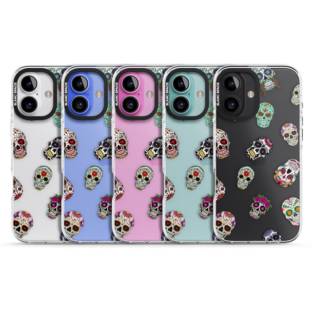 iPhone 16 Pro Max Mixed Sugar Skull Pattern Black Impact Phone Case