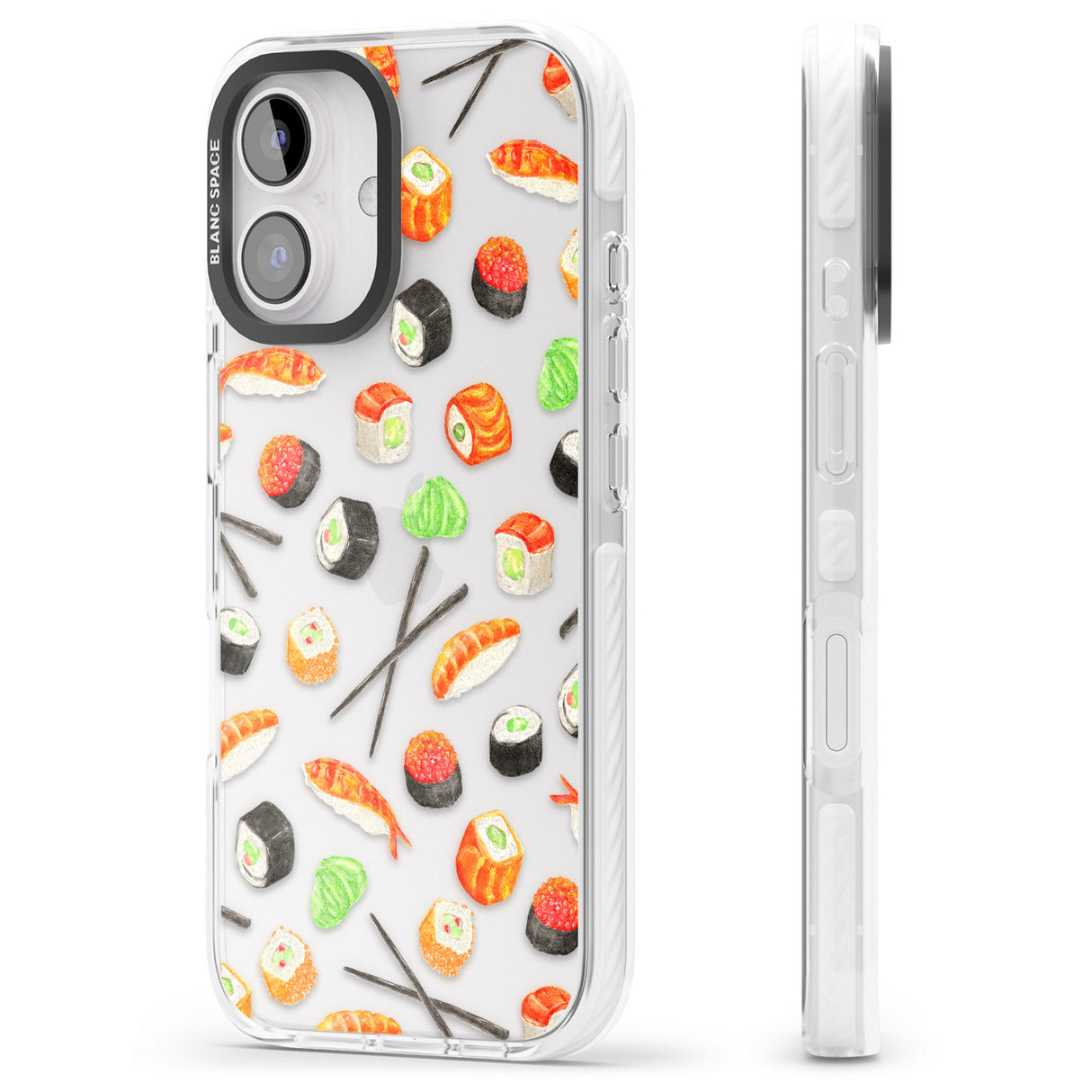 iPhone 16 Pro Max Sushi & Chopsticks Watercolour Pattern Black Impact Phone Case