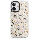 iPhone 16 Pro Max Pale Pink, Blue, & Mocha Terrazzo Pattern Black Impact Phone Case