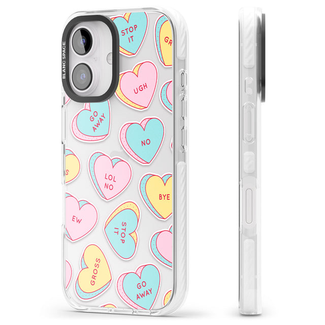 iPhone 16 Pro Max Sarcastic Love Hearts Black Impact Phone Case