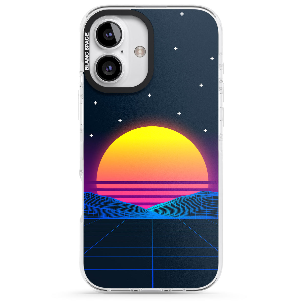 iPhone 16 Pro Max Retro Sunset Vaporwave Black Impact Phone Case