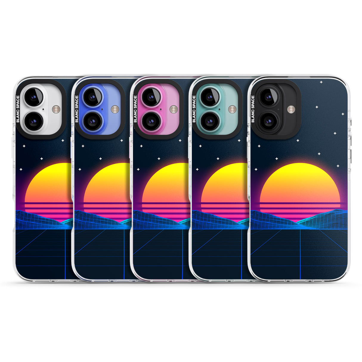 iPhone 16 Pro Max Retro Sunset Vaporwave Black Impact Phone Case