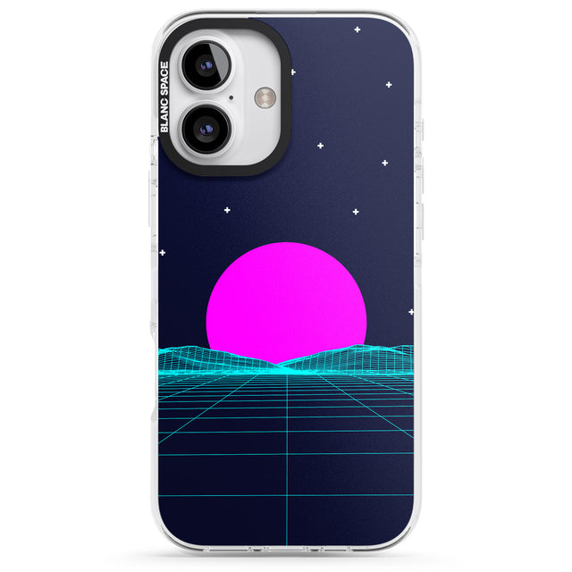 iPhone 16 Pro Max Miami Sunset Vaporwave Black Impact Phone Case