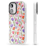 iPhone 16 Pro Max Red, Pink & Purple Flowers Black Impact Phone Case + Magsafe