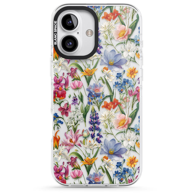 iPhone 16 Pro Max Vintage Wildflowers Black Impact Phone Case + Magsafe