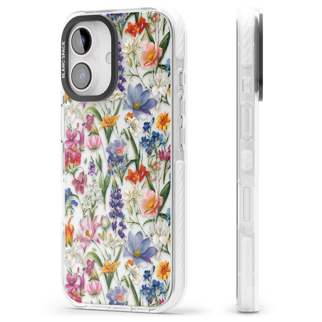 iPhone 16 Pro Max Vintage Wildflowers Black Impact Phone Case + Magsafe