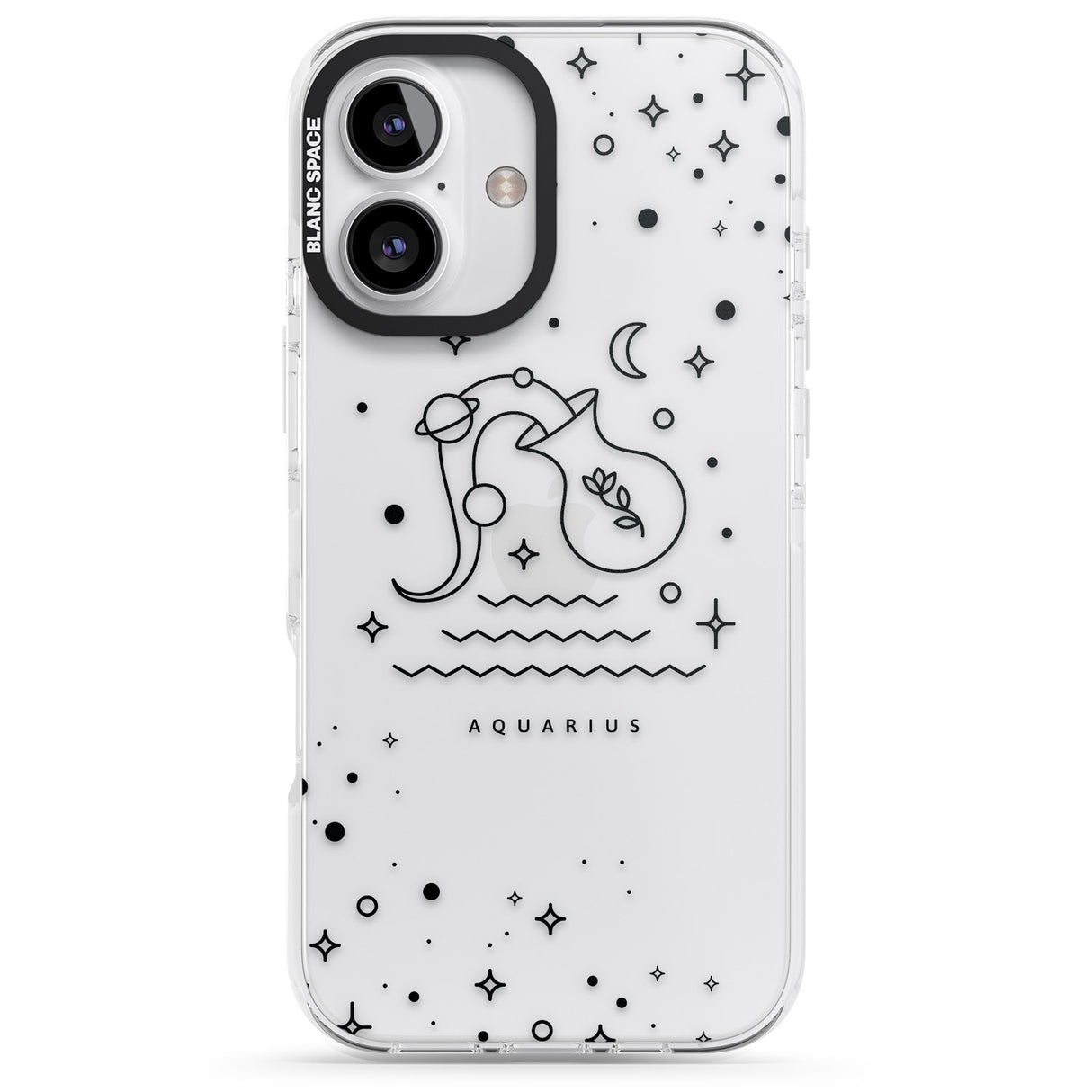 iPhone 16 Pro Max Aquarius Emblem - Transparent Design Black Impact Phone Case