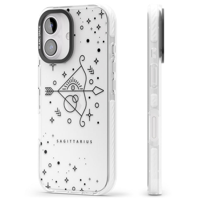 iPhone 16 Pro Max Sagittarius Emblem - Transparent Design Black Impact Phone Case