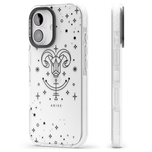 iPhone 16 Pro Max Aries Emblem - Transparent Design Black Impact Phone Case