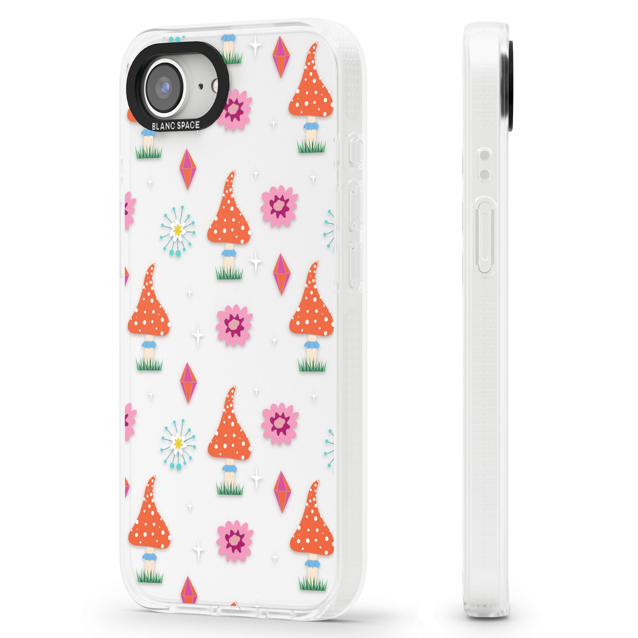 Boho Celestial Mushroom & Crystal iPhone 16e Clear Case Impact Air - Blanc Space
