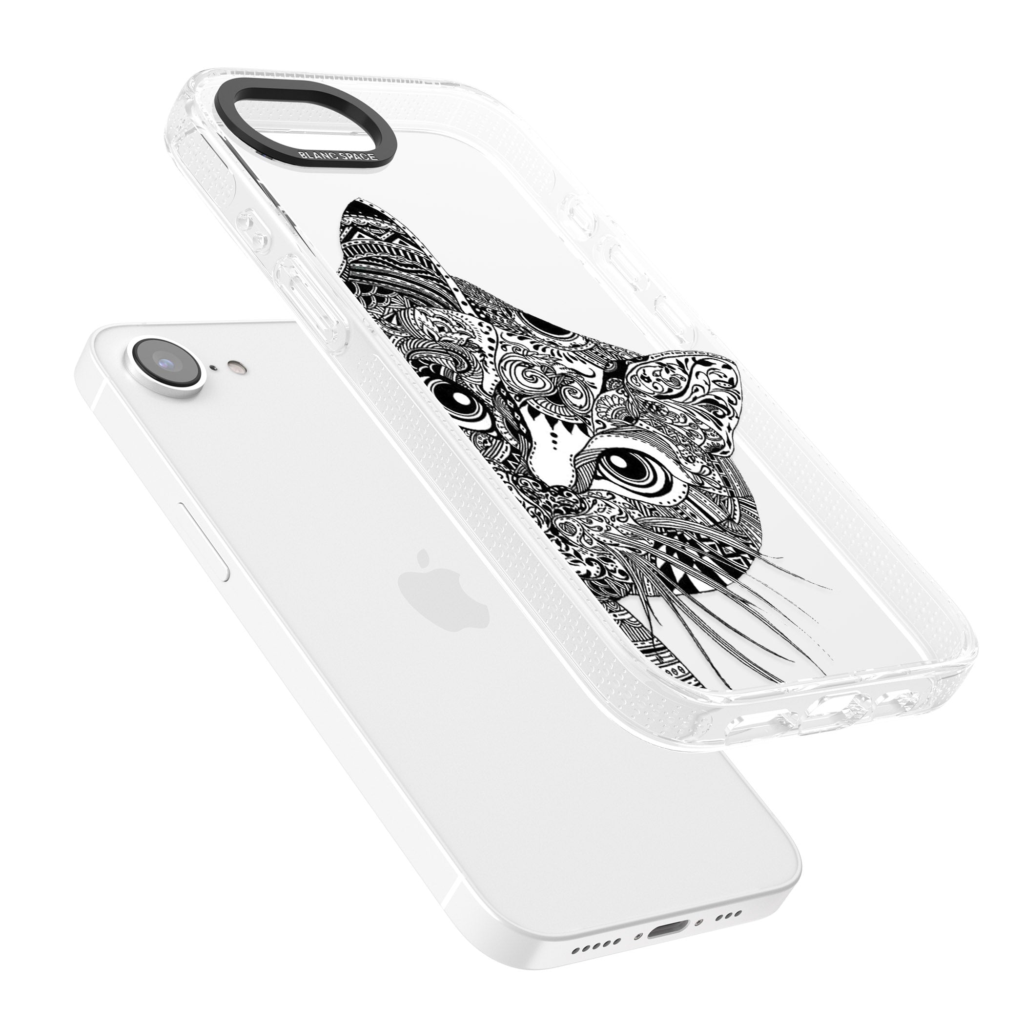 Henna Cat iPhone 16e Clear Case Impact Air - Blanc Space