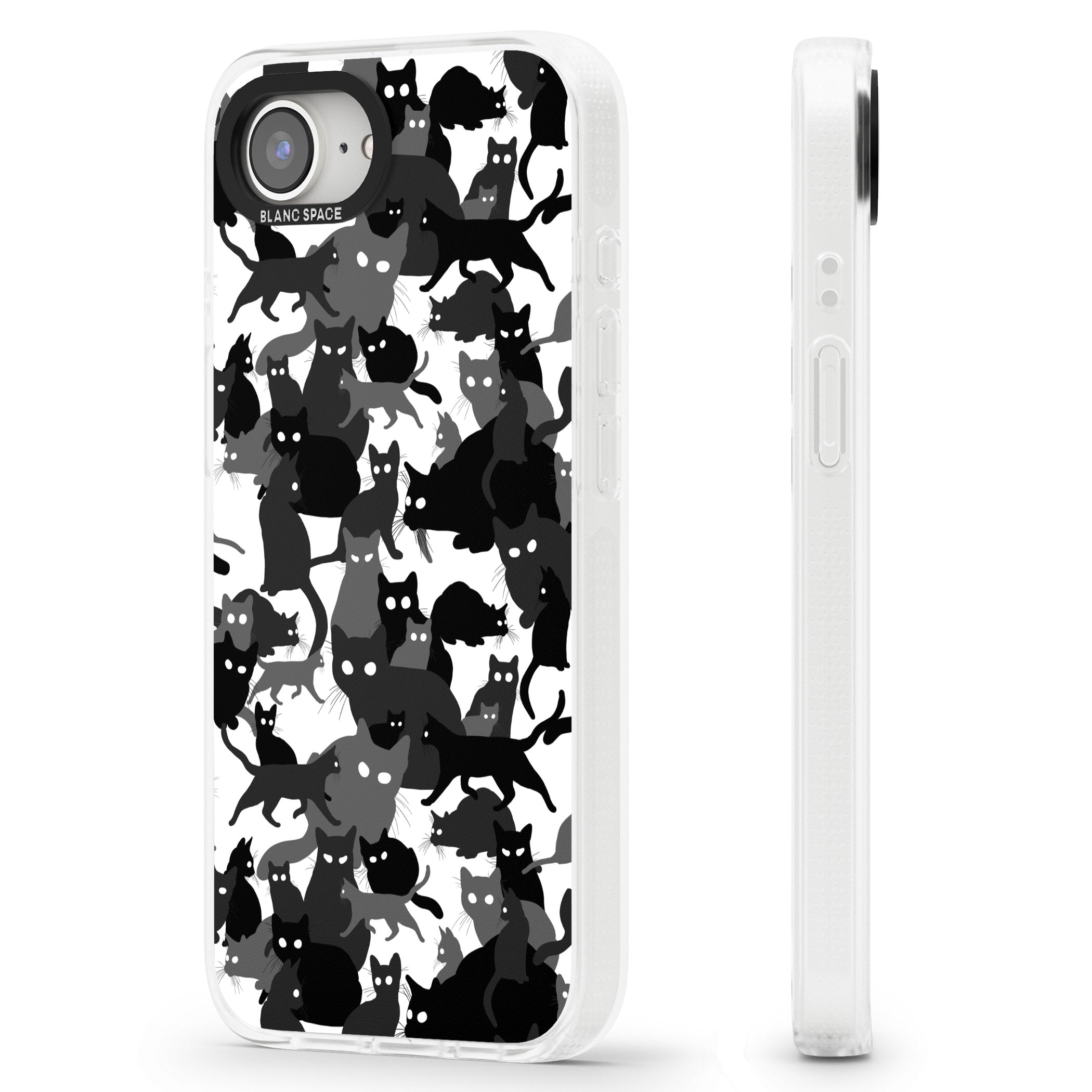 Black & White Cat Camouflage iPhone 16e Clear Case Impact Air - Blanc Space