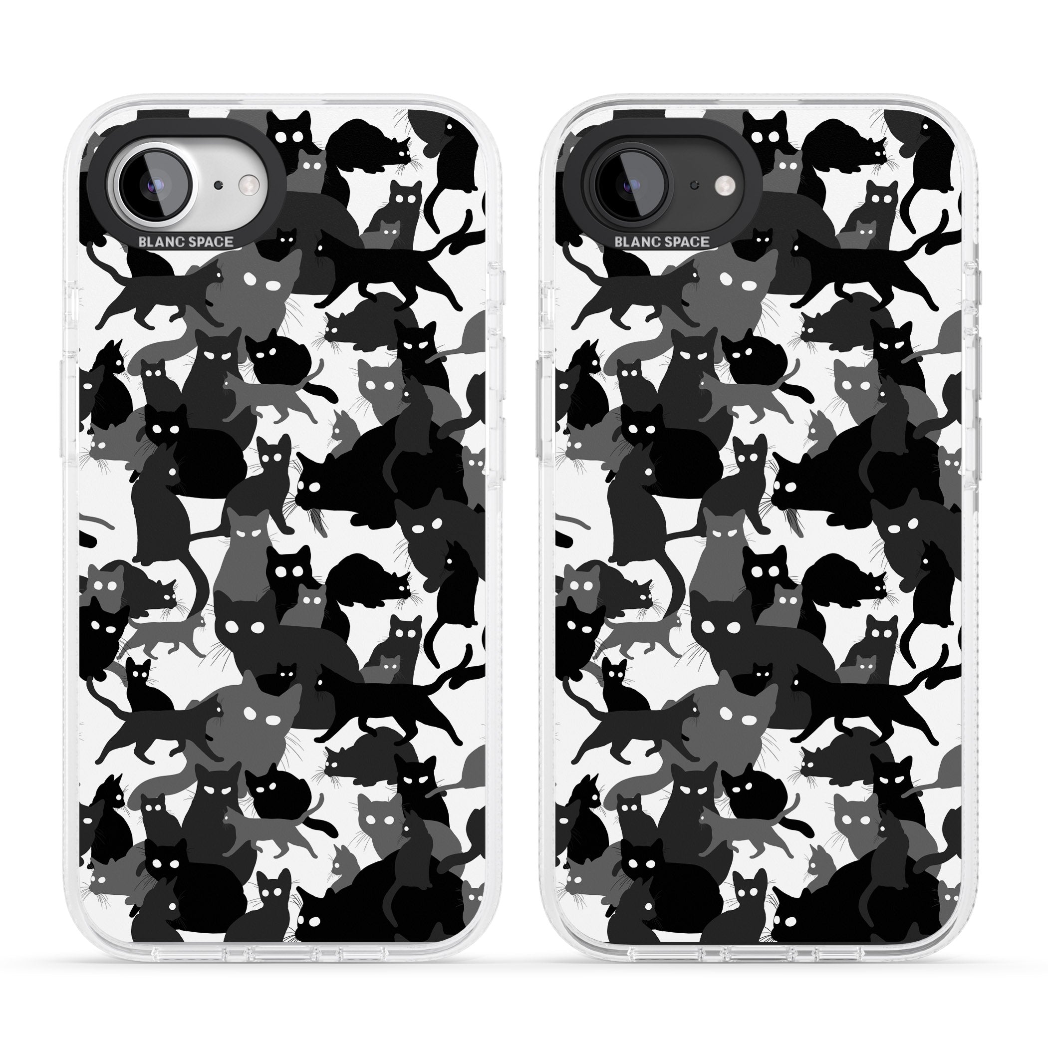 Black & White Cat Camouflage iPhone 16e Clear Case Impact Air - Blanc Space