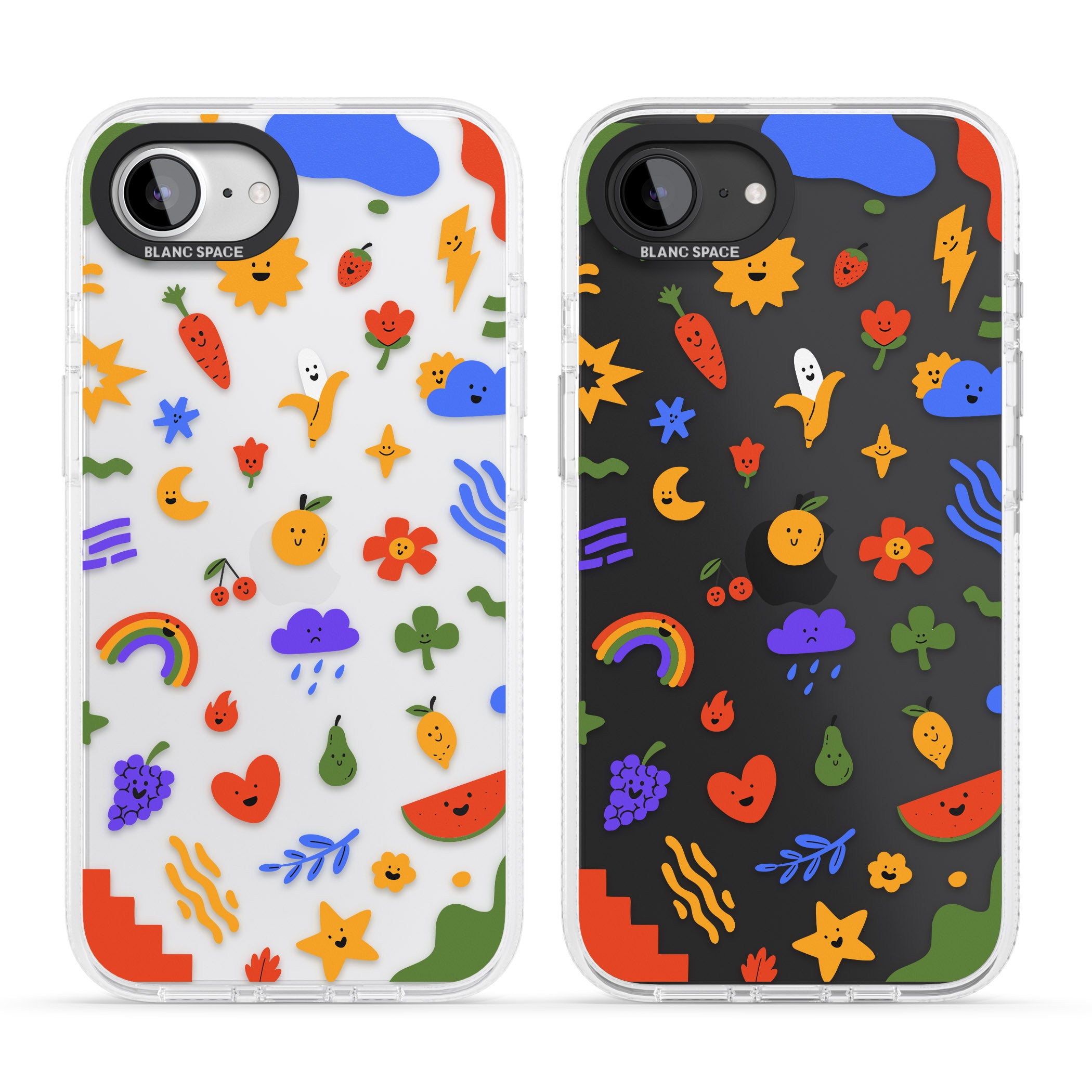 Mixed Cute Icon Pattern - Clear iPhone 16e Clear Case Impact Air - Blanc Space