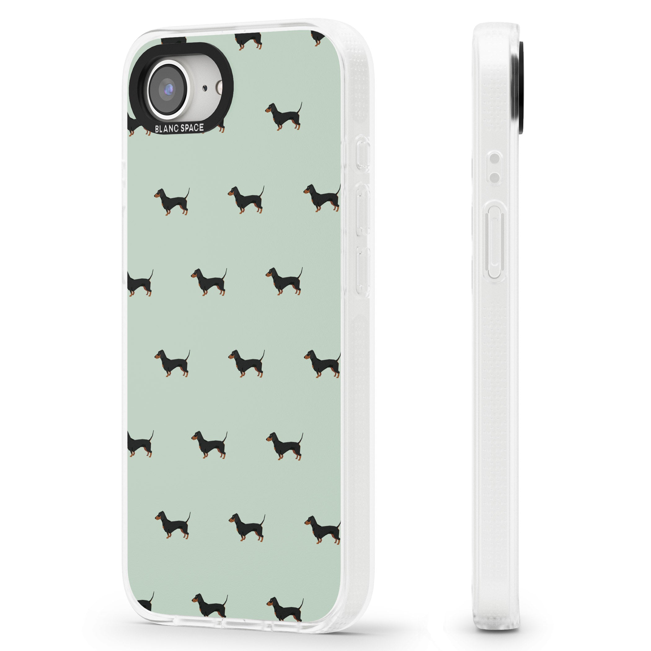 Dachshund Dog Pattern iPhone 16e Clear Case Impact Air - Blanc Space