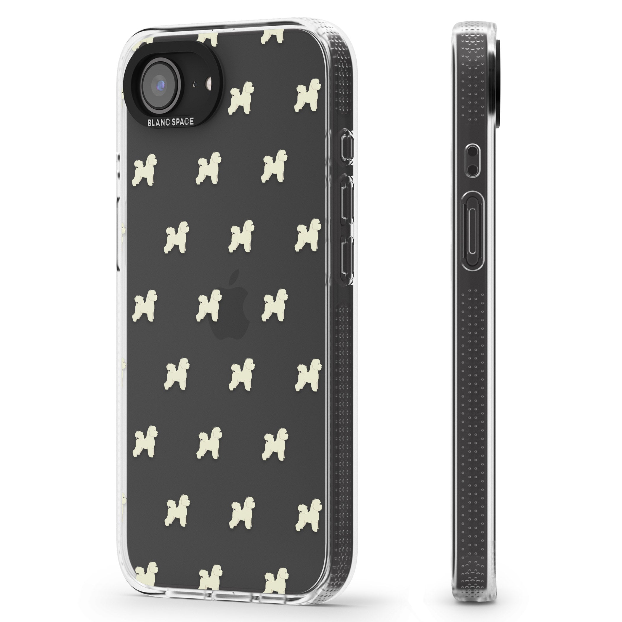 Bichon Frise Dog Pattern Clear iPhone 16e Clear Case Impact Air - Blanc Space